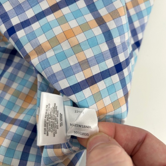Peter Millar Shirt Mens 2XL Blue Orange Plaid Button Down Collar Long Sleeve - Picture 8 of 9